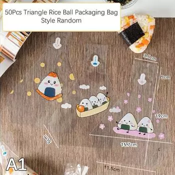 50 шт. прекрасный мультфильм для треугольного рисового шарика одноразовая упаковочная сумка нори онигири суши мешок форма для приготовления суши аксессуары бенто A1