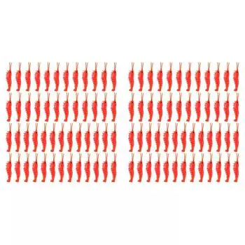 50 шт. приманки для рыбалки в соленой воде 3,5 см, мягкие светящиеся приманки в виде креветок (красный)