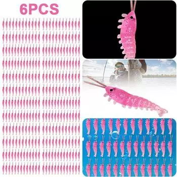 50 шт. приманки для рыбалки в соленой воде 3,5 см, мягкие светящиеся приманки в виде креветок (розовый)