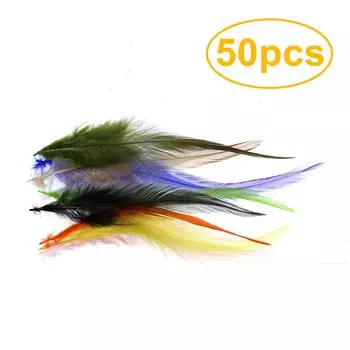 50 шт., привязка петушиных перьев для шерстистых насекомых, стример, трубка для мушек, приманка для морской рыбы, материал для привязывания мушек белый