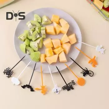 50 шт., призрачная летучая мышь, форма тыквы, топперы для кексов, выбор для Хэллоуина, еда, коктейльные закуски, выбор для детского душа, дня рождения, фруктовые вилки Mixed Style