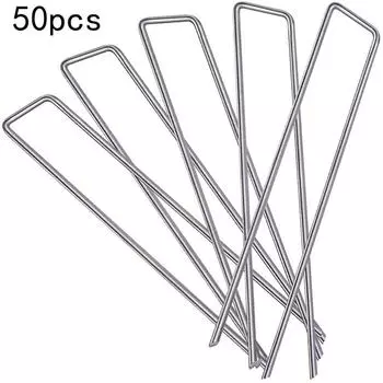 50 шт. прочных U-образных садовых колышков, скоб, фиксирующих колышков, штифтов, антикоррозийных для защиты от сорняков, ландшафтной ткани 4x15cm&50pcs