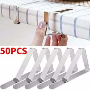 50 шт., противоскользящий зажим для скатерти из нержавеющей стали, Нескользящий крепежный держатель, зажим для свадьбы, кемпинга, променада, чехла для скатерти 1PC