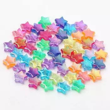 50 шт. прозрачные акриловые бусины цвета AB в форме пятиконечной звезды, свободные разделительные бусины для изготовления ювелирных изделий своими руками розы красного