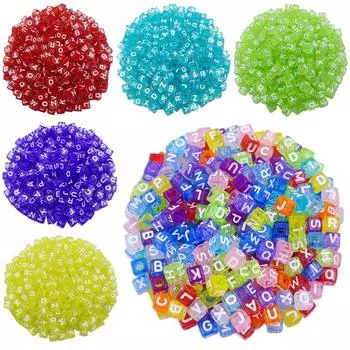 50 шт. прозрачные акриловые бусины с английскими буквами, квадратные свободные бусины с алфавитом для изготовления ювелирных изделий, браслет ручной работы, ожерелье 6 мм белый