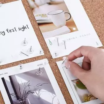 50 шт., прозрачные булавки для карт, универсальные плоские круглые канцелярские кнопки, кнопки для большого пальца, декор
