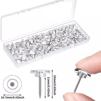 50 шт., прозрачные булавки для карт, универсальные плоские круглые канцелярские кнопки, кнопки для большого пальца, декор