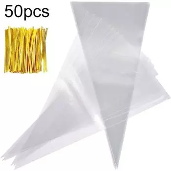 50 шт., прозрачные конусные пакеты для еды на день рождения, сладкий праздничный торт