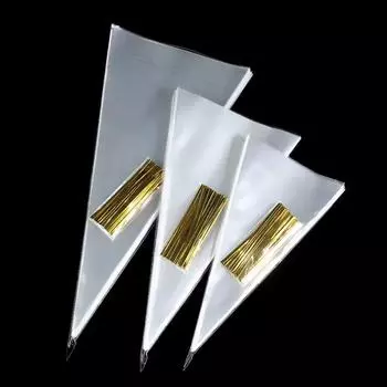 50 шт. прозрачные конусные пакеты для хранения конфет, прозрачные пластиковые пакеты для попкорна, пакеты для конфет для детского душа, свадебных вечеринок, принадлежности M