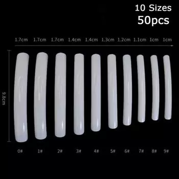 50 шт., прозрачные накладные ногти-шпильки, удлиненные острые изогнутые кончики для дизайна ногтей, квадратные искусственные полупокрытия, набор инструментов для накладных ногтей из акрила