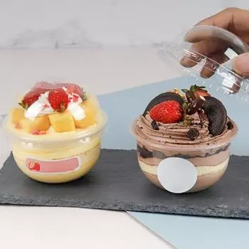 50 шт. прозрачные пластиковые стаканчики для десертов с куполообразными крышками, 250 мл, одноразовые стаканчики для торта для конфет, холодных напитков, фруктовых коктейлей, мороженого 50pcs