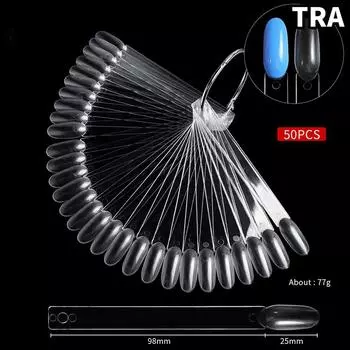 50 шт. Прозрачные веерные палочки для демонстрации лака для ногтей, образцы накладных ногтей, палочки для практики нейл-арта, доска для демонстрации цвета as the picture