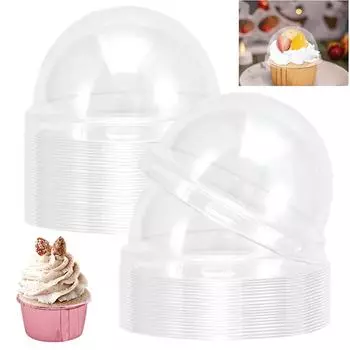 50 шт. прозрачных крышек без отверстий, пластиковые крышки, одноразовые крышки для кексов, принадлежности для выпечки кексов