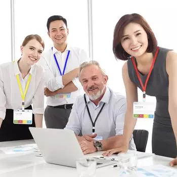 50 шт. прозрачный держатель для удостоверения личности с ремешком для отображения удостоверения личности пластик синий