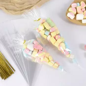 50 шт. прозрачный упаковочный пакет для конфет и попкорна, пластиковые целлофановые подарочные пакеты для печенья, сувениры на свадьбу, день рождения, вечеринку, рождественские принадлежности as picture