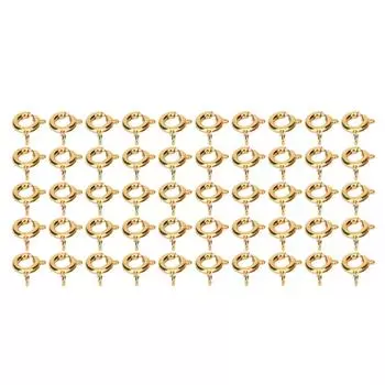 50 шт. пружинных кольцевых застежек диаметром 6 мм с отверстием 1,5 мм, декоративные медные круглые застежки для ювелирных изделий из золота золотой