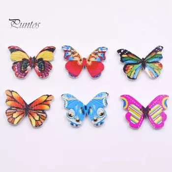 50 шт. пуговицы-бабочки гладкие стильные прочные многоцветные деревянные пуговицы для вязания крючком разноцветный