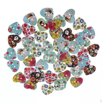 50 шт. пуговицы из смешанного дерева для скрапбукинга, шитья, рукоделия, 2,5 см, сердце любви