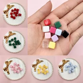 50 шт яркие цвета 10 мм квадратная форма для изготовления ювелирных изделий акриловые бусины-разделители материалы из бисера ювелирные изделия разноцветный