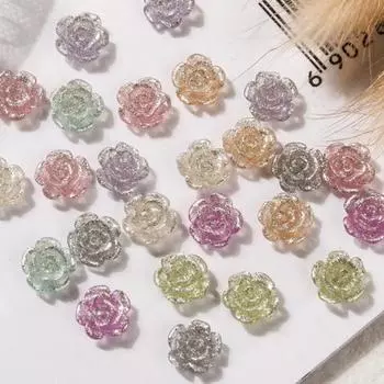 50 шт. ярких цветов, привлекательные подвески для ногтей в форме камелии, 3D-декор, дизайн маникюра для салона 6 mm синий