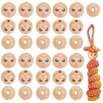 50 шт. разделительные бусины 18 мм деревянные бусины кукольная голова с отверстием для DIY браслет ожерелье кукольное ремесло статуи подарки изготовление макраме