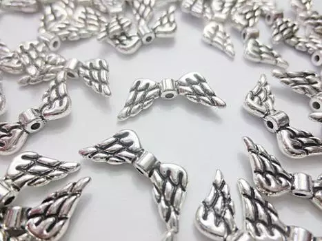 50 шт. разделительные бусины в форме крыльев ангела, серебряные, антикварные, 20 мм, материалы для рукоделия Huey H905