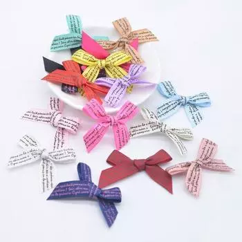 50 шт. разноцветная лента с бантом для галстука-скрапбукинга DIY наклейка на нашивки с плоской задней частью, декоративные украшения, поставка разноцветный