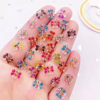 50 шт., разноцветные 8 мм, мини-милые хрустальные цветы для дизайна ногтей, стразы с плоской задней поверхностью, аппликация, сделай сам, свадебный декор для скрапбукинга, поделки