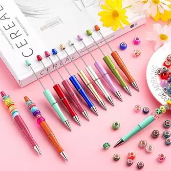 50 шт. разноцветные пластиковые шариковые ручки с бусинами — набор ручек для самостоятельного изготовления с черными чернилами для офисных и школьных принадлежностей — подходит для возраста 14+ 50PCS random colors