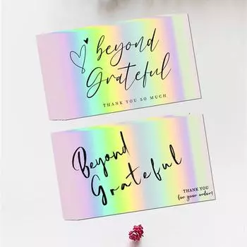 50 шт. разноцветных лазерных благодарственных открыток за поддержку моего заказа на покупку малого бизнеса поздравительная открытка с благодарностью