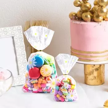 50 шт., ромашки, конфетные пакеты, прозрачный пластик, упаковка для печенья, выпечки, свадьбы, дня рождения, вечеринки, подарка, декор as photo