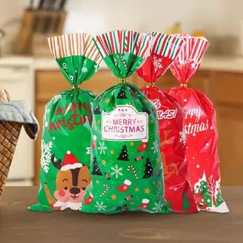 50 шт., Рождественская сумка для конфет, прочная упаковочная сумка для праздничного печенья, рождественский подарочный пакет для декора вечеринки Sets