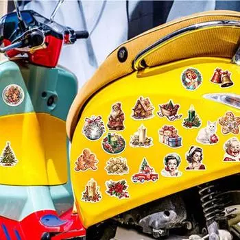 50 шт. Рождественские классические наклейки в стиле комиксов, наклейки для украшения рождественской вечеринки, водонепроницаемые и удаляются без остатков Navidad