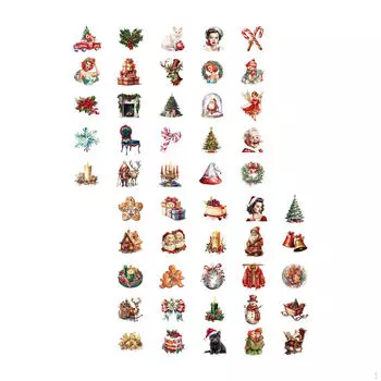 50 шт. рождественские наклейки, наклейки, украшения, праздничные наклейки, настенные обои из ПВХ