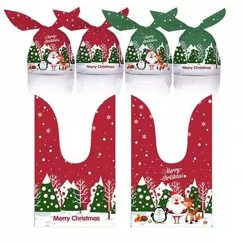 50 шт., рождественские рождественские пакеты для конфет, упаковочные пакеты, пакеты для печенья, рождественский декор C