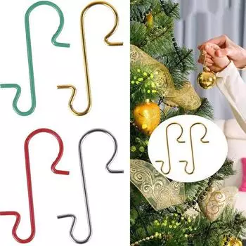 50 шт., рождественские украшения, металлические S-образные крючки, держатели, елочный шар, подвеска 2