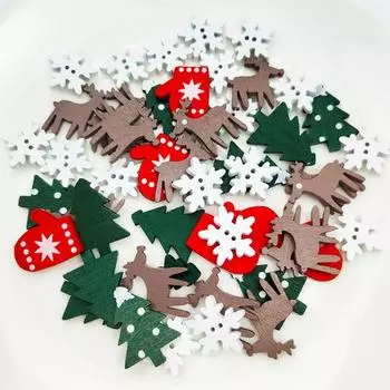 50 шт. рождественских деревянных щепок, рождественские деревянные украшения, деревянные снежинки, елочные украшения, рождественские товары для творчества