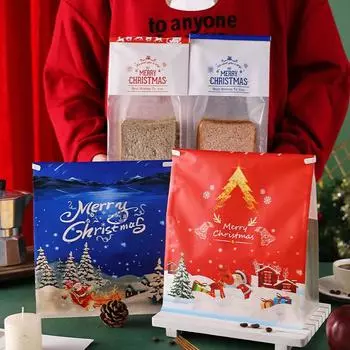 50 шт. Рождественский тост, хлеб, торт, обжимная проволока, запечатывание, крафт-бумажные пакеты, ломтик, рождественская вечеринка, подарочная упаковка для выпечки other