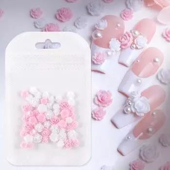50 шт. розовые белые камелии розовые украшения для ногтей цветочные смоляные украшения для ногтей аксессуары DIY маникюр дизайн принадлежности
