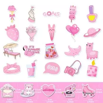 50 шт. розовые наклейки в стиле преппи для девочек, граффити, водонепроницаемые, устойчивые к выцветанию наклейки для скрапбукинга, ноутбуков, стенок ноутбуков розовый