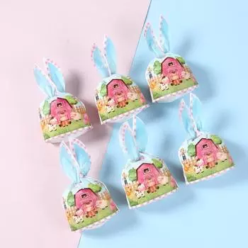 50 шт. розовых подарочных пакетов с изображением животных на ферме, украшения для вечеринки по случаю дня рождения для девочек, тематика фермы, пакеты для конфет и печенья, декор для детского душа на день рождения other