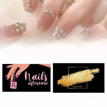 50 шт., ручная работа, карта по уходу за ногтями, черная визитная карточка, дисконтная карта для ногтей, картон для дизайна ногтей розовый