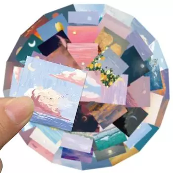 50 шт. Съемные наклейки с пейзажными граффити масляной живописью для багажа, гитары, ноутбука, телефона и украшения окон 50Pcs