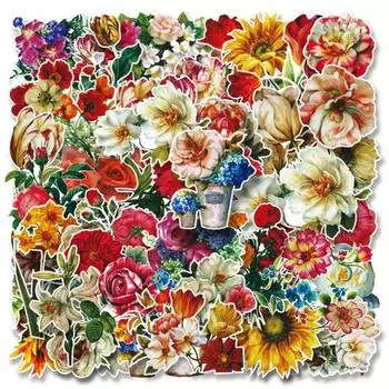 50 шт. самоклеящиеся наклейки для ноутбука, различные стильные студенческие канцелярские принадлежности, мультяшный цветок