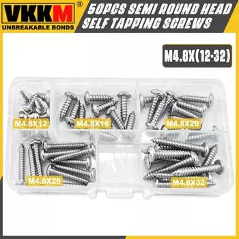 50 шт. саморезов из нержавеющей стали с крестообразной полукруглой головкой