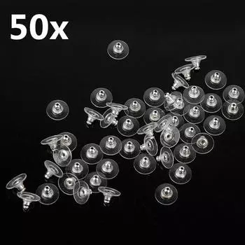 50 шт. Серьги-клатч на спине с пластиковой накладкой золотой