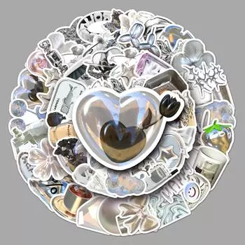 50 шт. серебряная расширенная скандинавская мультяшная наклейка «сделай сам» для ноутбука, портативная наклейка на бухгалтерскую книгу, водонепроницаемая наклейка для подарка на день рождения