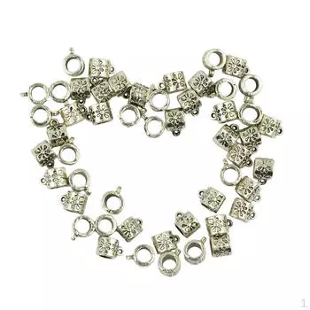 50 шт. серебряные соединители, бусины-проставки, подвески, фурнитура для ювелирных изделий