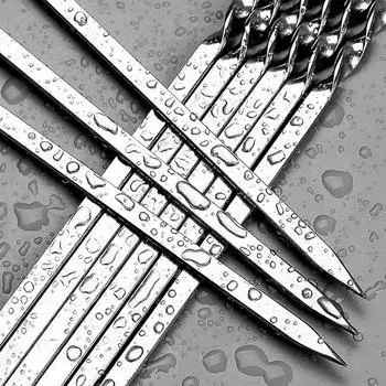 50 шт. шампуров для барбекю из нержавеющей стали, многоразовые шампуры для барбекю, железные палочки для кебаба, для кемпинга, пикника, кухонные принадлежности 35 см