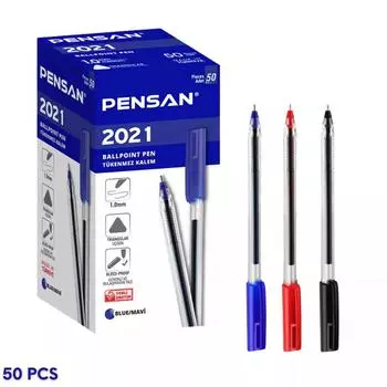 50 шт. шариковые ручки 1 мм Pensan синие, черные, красные чернила, треугольная ручка, канцелярские принадлежности, школьные и офисные аксессуары, высокое качество